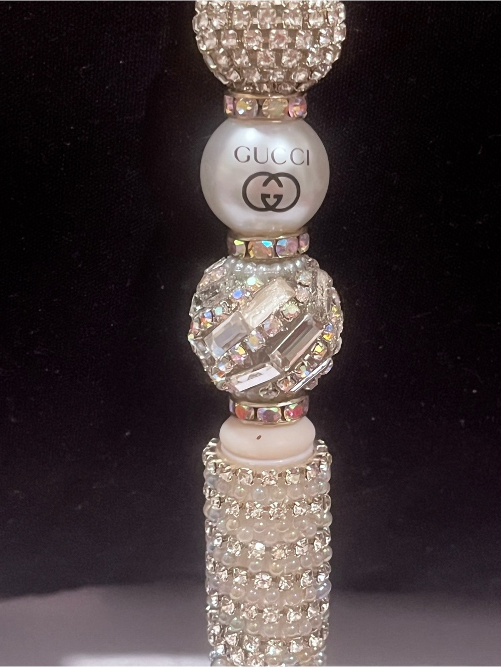 Fashion Designer ultra luxe Silver Crystal Logo focal fancy beaded pen - Picture 4 of 8